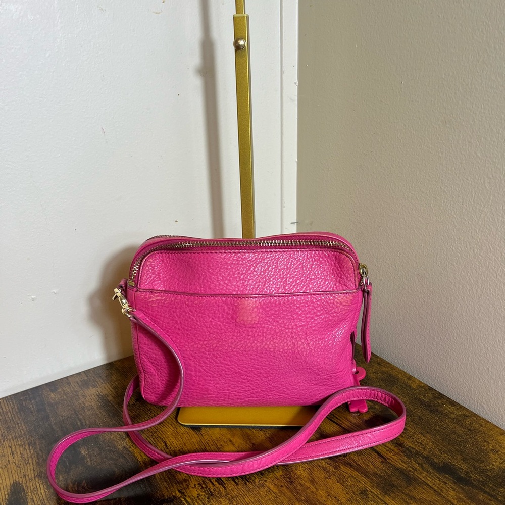 Fossil Fuchsia Leather Crossbody Bag